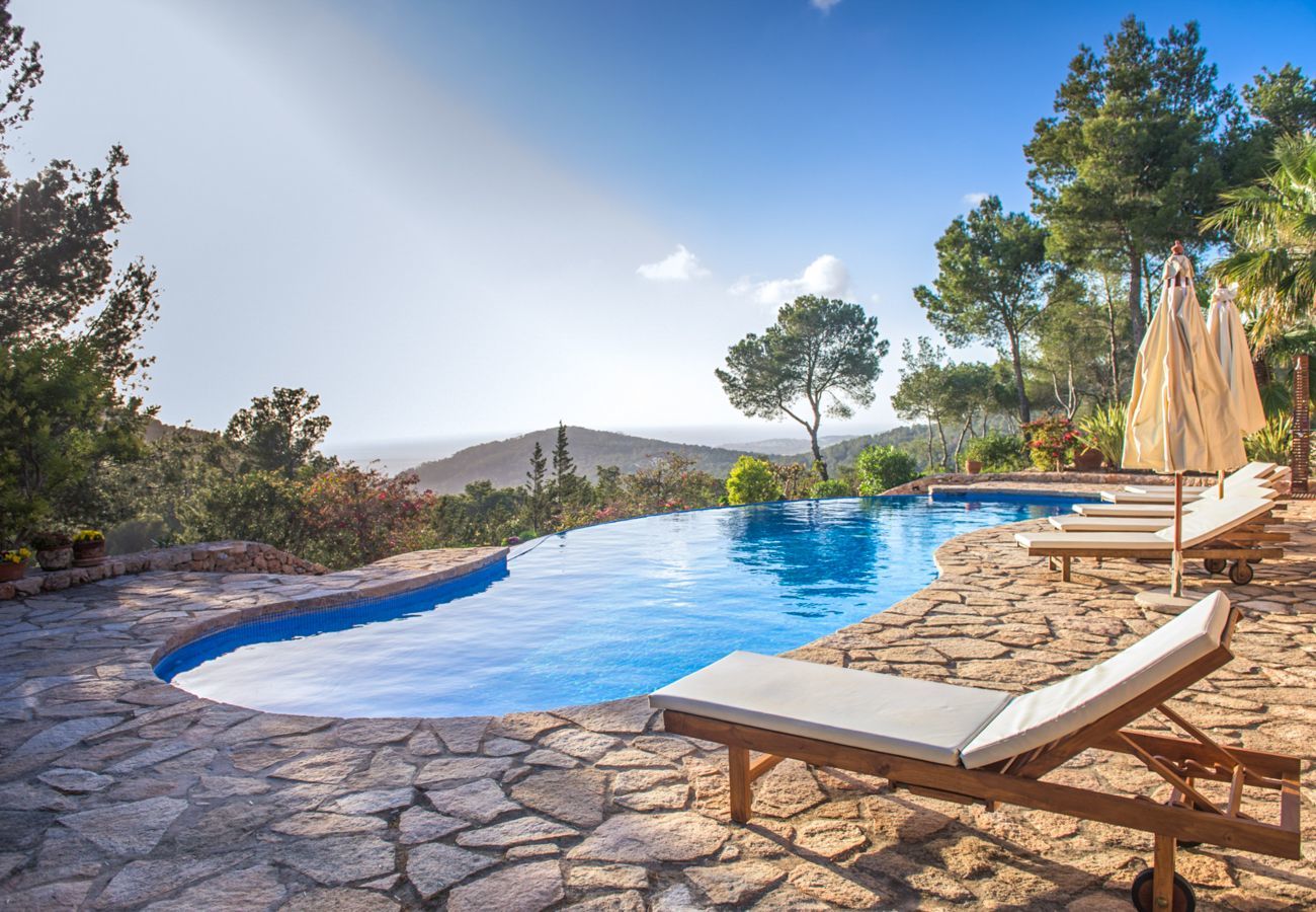 Blick vom Schwimmbad der Villa Eternity auf Ibiza