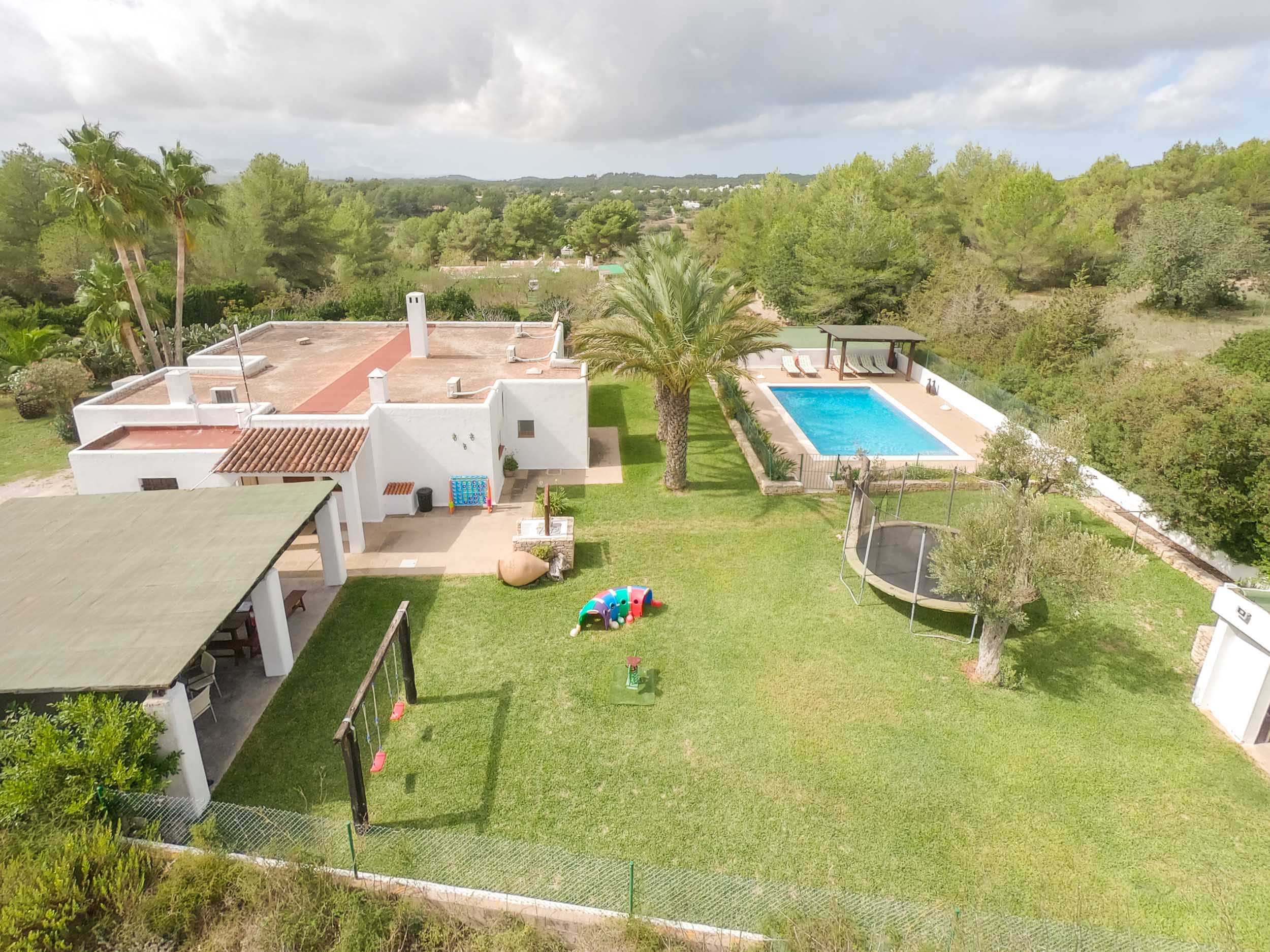 Spectacular villa in Ibiza's inland, aerial views of Casa Gertrudis