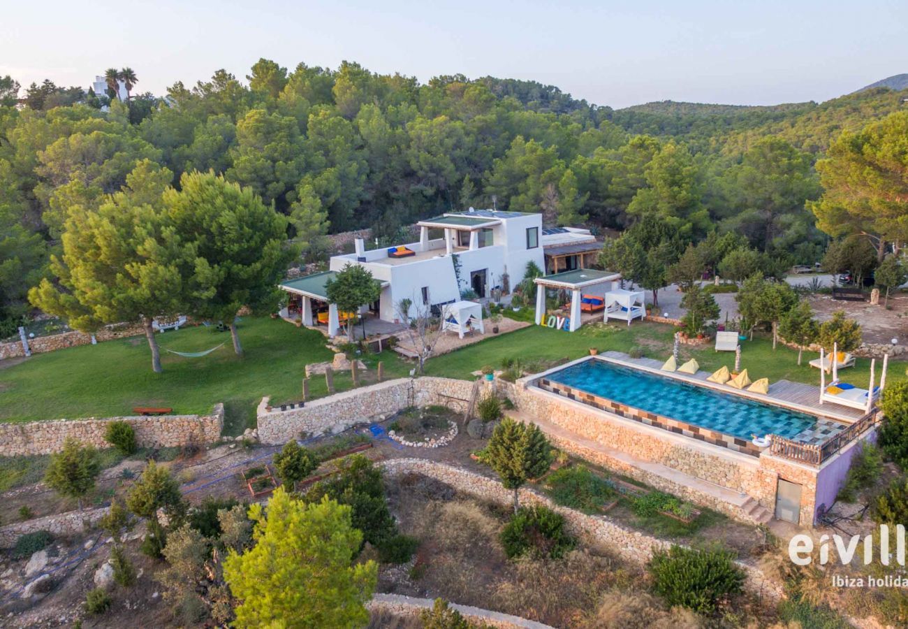 Aerial photograph of the Sarahmuk villa in Ibiza
