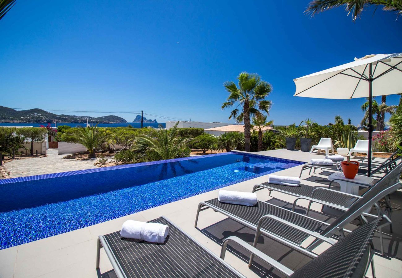 Views from the pool of Villa Arola in Ibiza