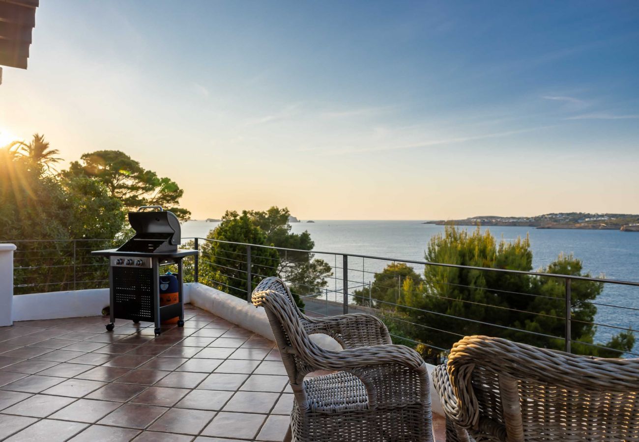 Terrace with BBQ in Villa Cala Vera Ibiza with sea views