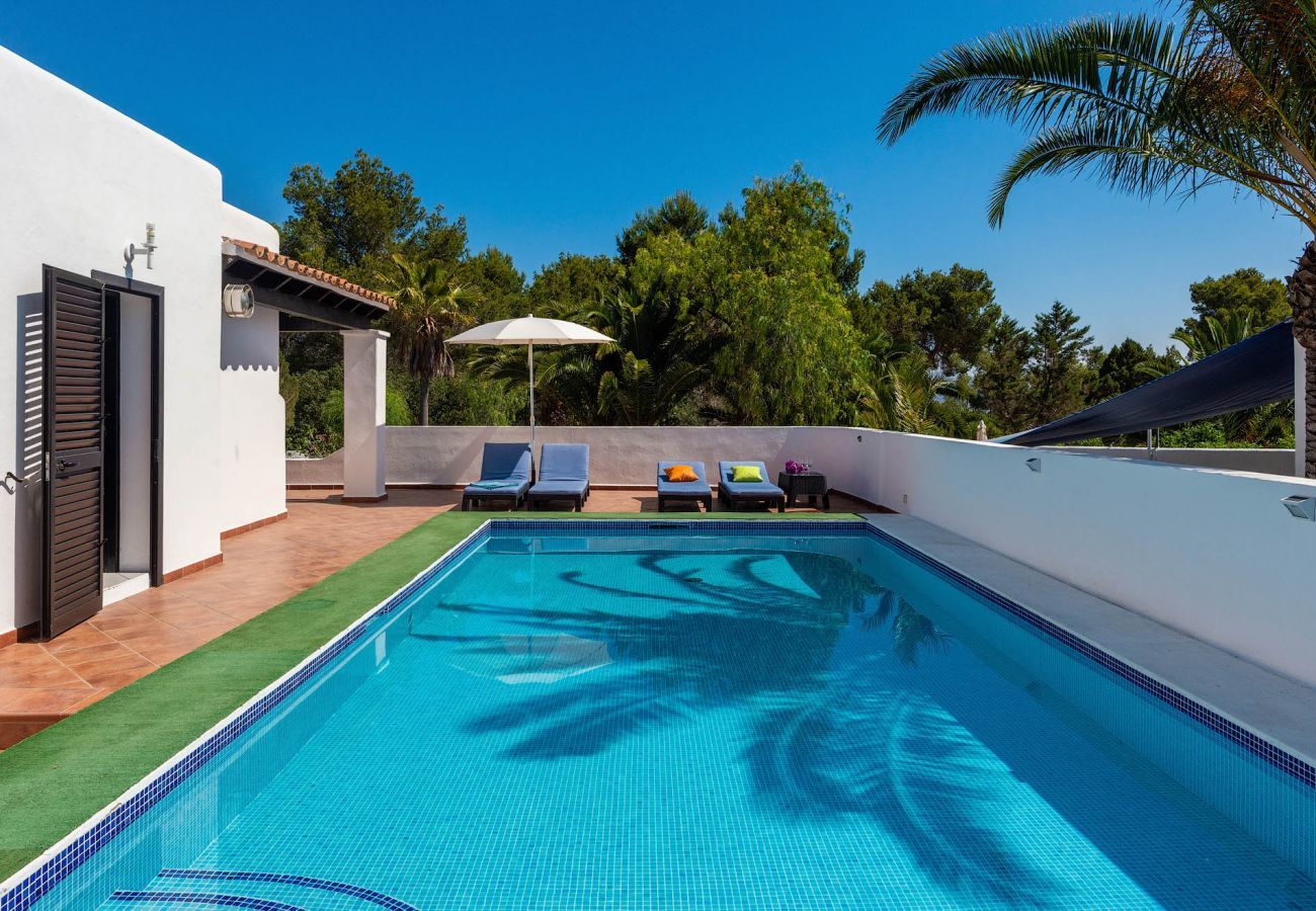 Private swimming pool of the villa Ca Daniela in Ibiza, Sant Antoni