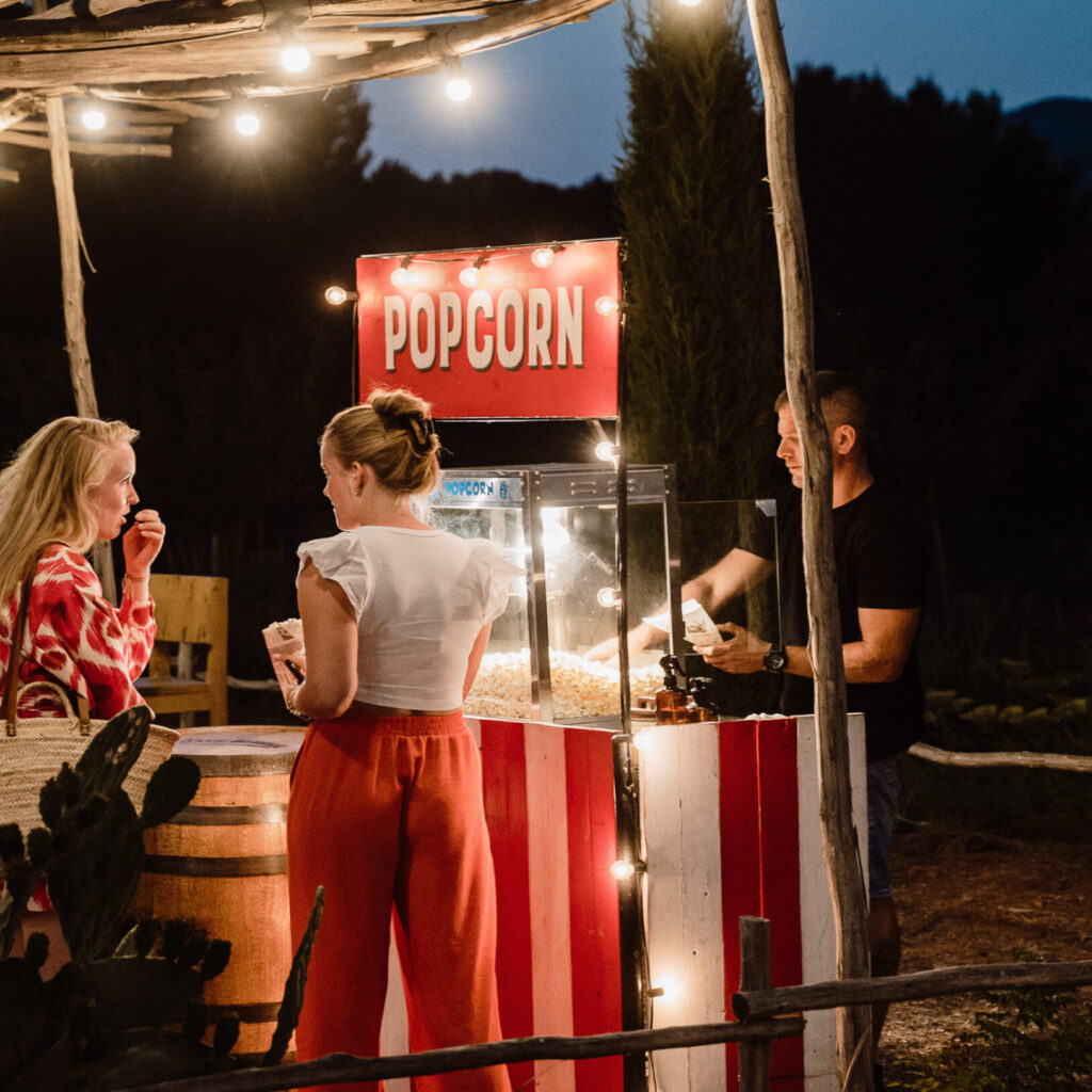 Pop corn machine on Outdoor cinema