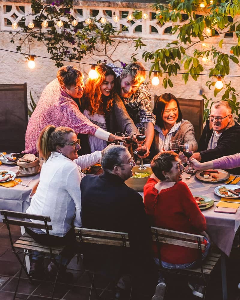 Table with big group on villa in Ibiza